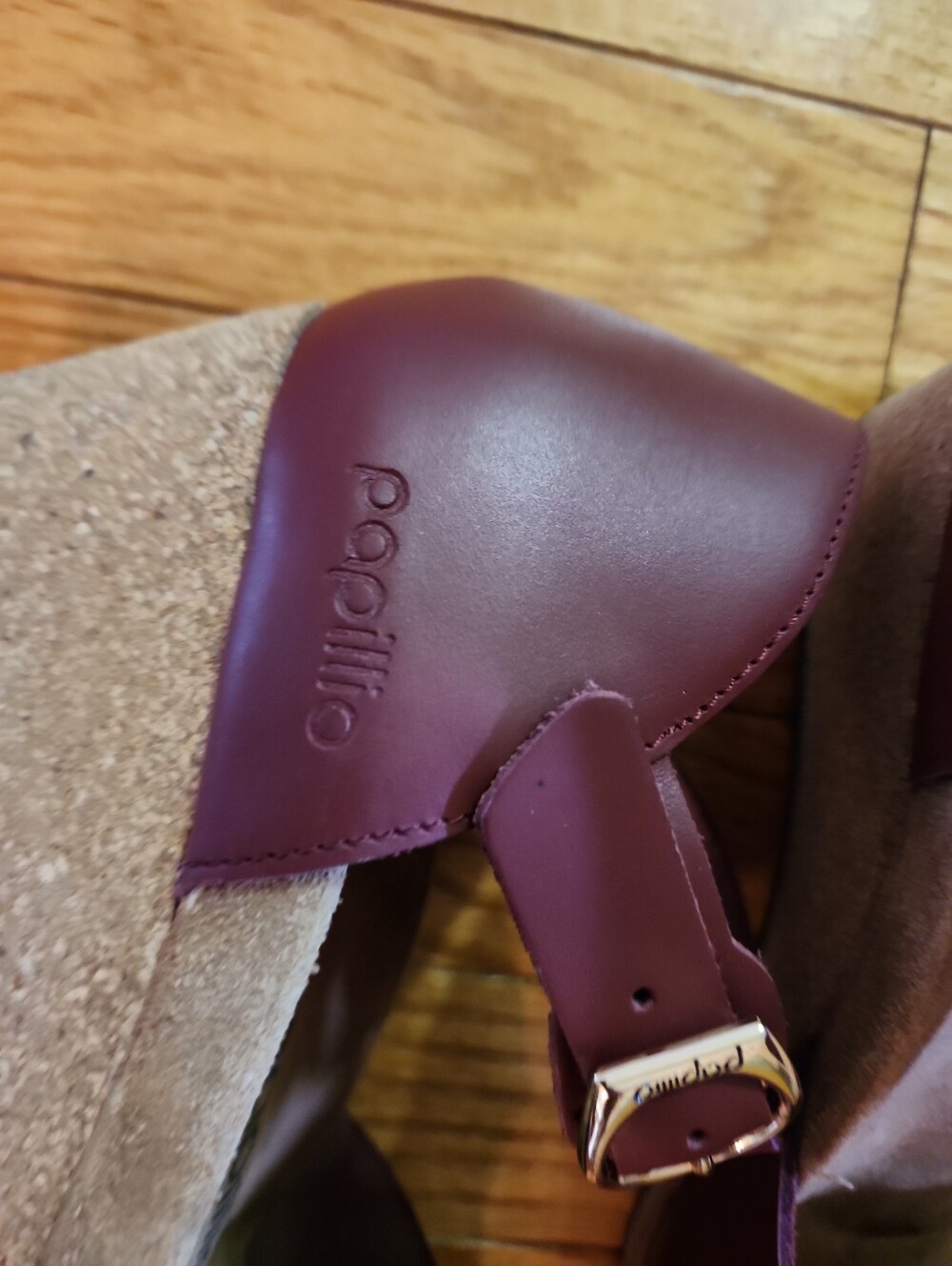 Papillio Burgundy Leather Mary Jane Wedge Shoes with Ankle Strap - Picture 5 of 12